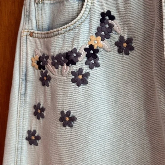 Silvian Heach Made in Italy 100# cotton Blue Flare Wide Leg Jeans Sz 29 - Picture 3 of 10